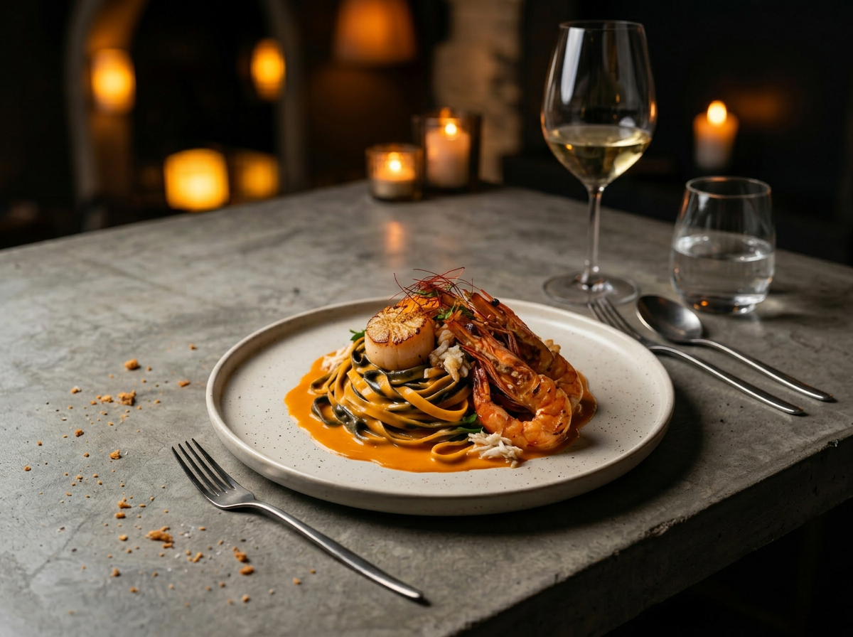 Signature pasta — precision plated
