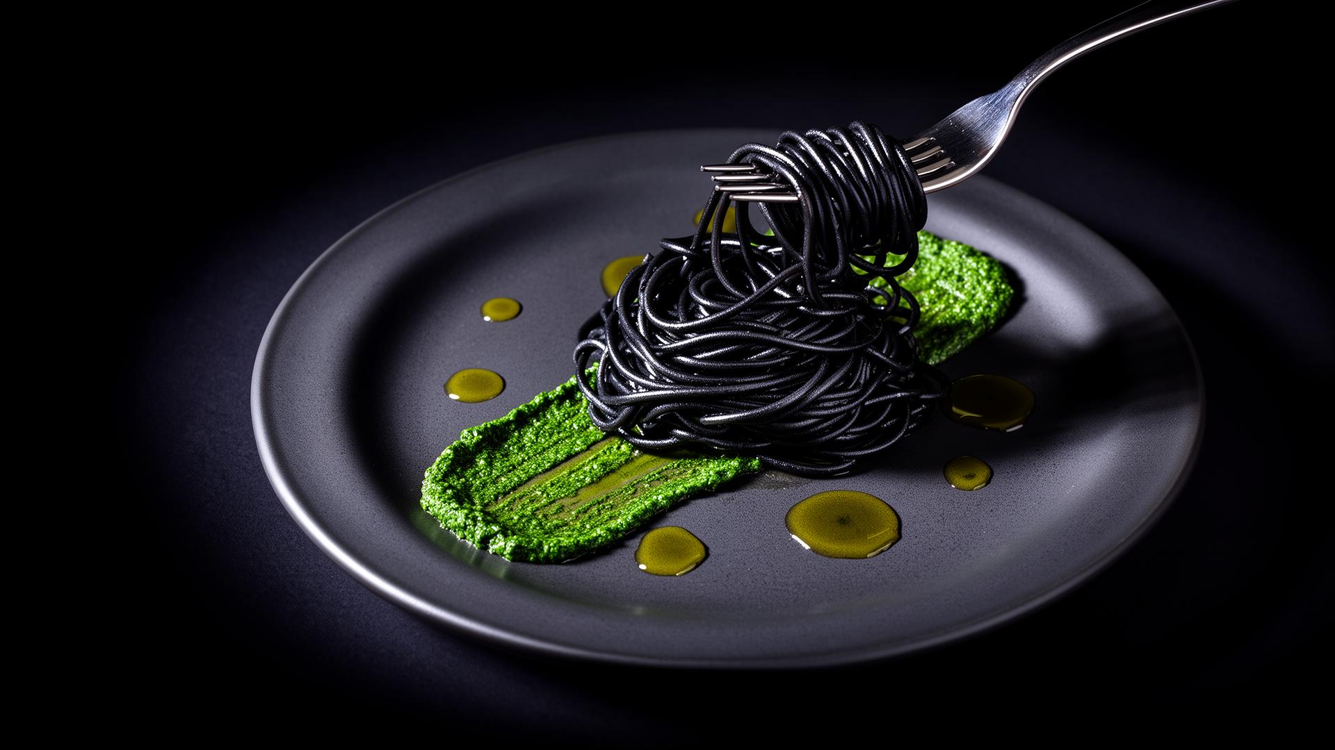 Squid Ink Linguine — emulsion science